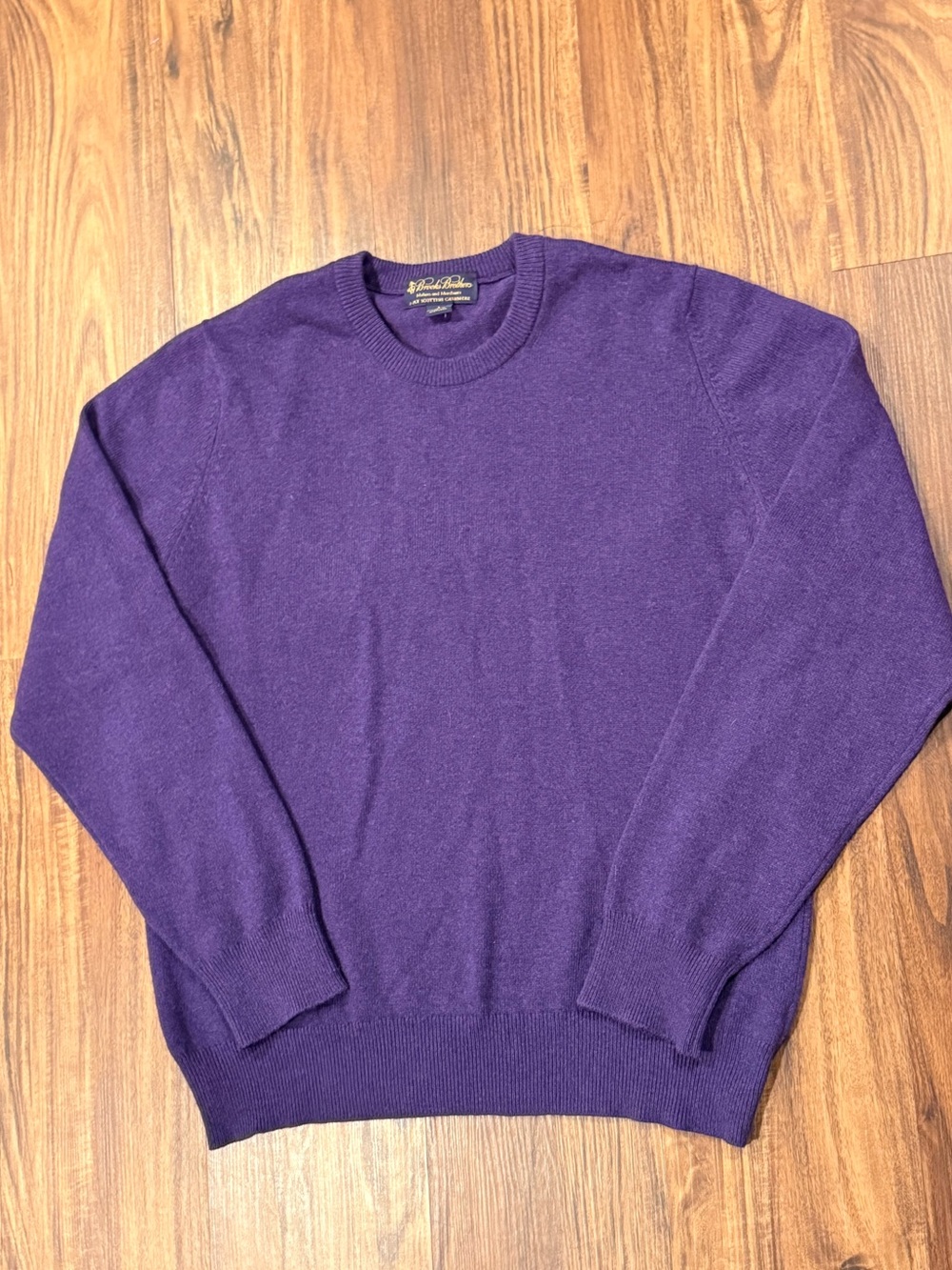 Brooks Brothers 3-Ply Scottish Cashmere Crewneck Sweater Purple Men L Preppy